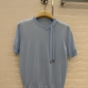 Miss D 나비매듭 니트 반팔 스웨터