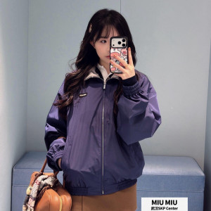 MIU MIU 퍼플 집업 재킷