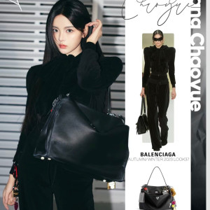 BALENCIAGA 블랙 레더 토트백