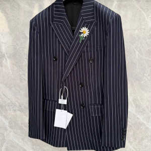 네이비 핀스트라이프 더블 재킷